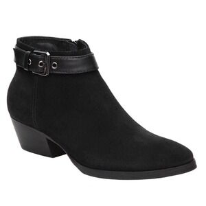 AQUATALIA Black Suede Leather Ankle Boots‎ Buckle Detail Women's Size 9 Western